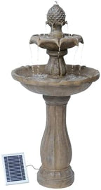 XBrand 44" H Solar Water Fountain, Two-Tier Outdoor Garden Fountain with Bird Bath, Fiberglass Resin Design, & Auto Shut-Off Pump for Patio Yard Decor by XBrandHomeGarden