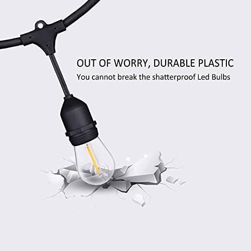 48FT Outdoor String Lights LED Heavy-Duty Waterproof Patio Lights - Image 3