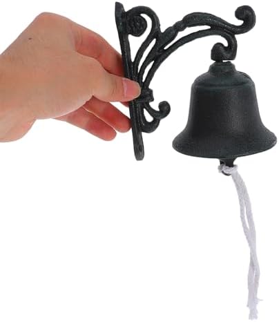 SUPVOX Rustic Green Hanging Bell 110x80x130mm Cast Iron Wall Doorbell Manually Shaking Decorative Pendant for Home Yard School Church Outdoor Indoor Use - Image 3