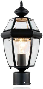 Kalium Outdoor Post Lights, 15" Lamp Post Light Fixture Waterproof Aluminum Housing with Glass, E26 Base Matte Black Lamp Posts Outdoor Lighting for Garden Patio Pathway Walkway （Pole not Included） by Kalium