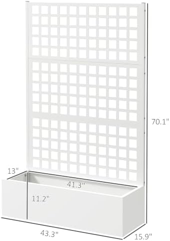 Outsunny Galvanized Raised Garden Bedw/Trellis 43" x 16" x 70", White - Image 7