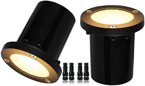 5W Landscape Well Light,12-24V In-Ground Low Voltage Landscape Lights with Connectors, IP67 Waterproof Landscape Lighting,3000K Paver Lights for Yard, Garden, Patio (2 Pack) by EAGLOD