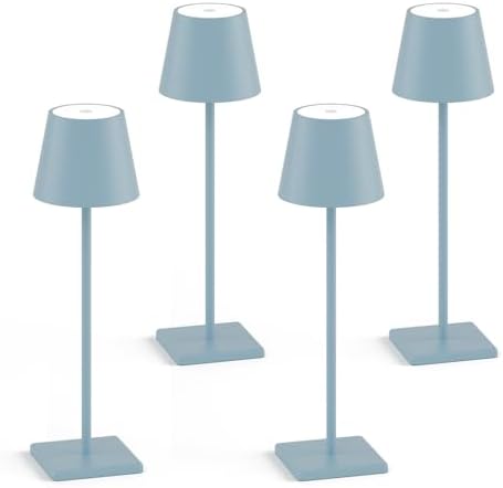 Cordless Table Lamp 5000mAh LED Rechargeable Lamp Blue, 4-Pack by Aoceley