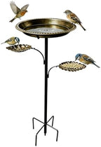 Outdoor Bird Bath with 2 Feeders Included, 12 Inch Bowl 36 Inch Tall Vintage Bronze 5-Prong Stake Weatherproof Birdbaths for Backyard Decor by Unknown