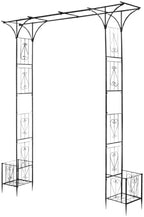 90" Garden Arbor Metal Arch Trellis for Climbing Plants with Planter Box - Image 2