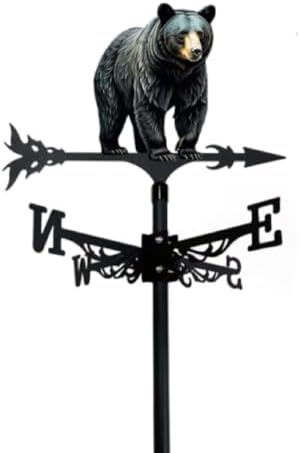 Metal Iron Art Rooster Weathervanes Rooftop Villa Wind Direction Indicator Vintage Fits Peacock Weather Vanes for Sheds Yard Pavilion (Bear B) by Unknown