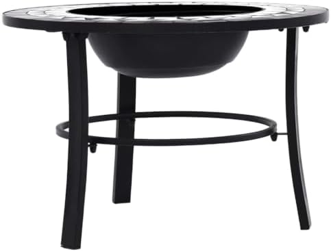 Black White Ceramic Fire Pit 26.8 Inch Wood Burning Outdoor Patio Heater - Image 4