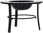 Black White Ceramic Fire Pit 26.8 Inch Wood Burning Outdoor Patio Heater - Image 4