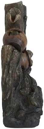 Tree Stump Pot Fountain: 4-Tier Rustic LED Water Feature for Indoor/Outdoor Decoration - Natural Resin Design with Aged Brown Finish for Farmhouse & Bohemian Spaces - Image 4