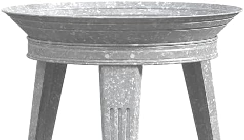 Panacea Galvanized Metal Outdoor Bird Bath, 2 Inch Bird Bath Bowl and 3 Legged Bird Bath Stand for Patio and Deck, Vintage Backyard Accessories, Gray - Image 5