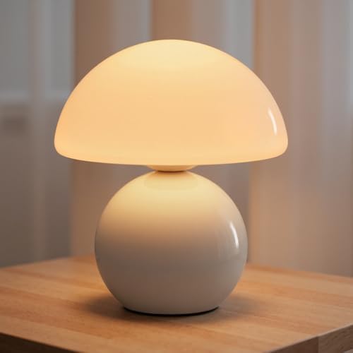 NIORSUN Wireless Mushroom Lamp,3CCT Table Lamp for Bedroom, Portables Cordless Lamps,Wireless lamp,Small Bedside Table Touch Lamps for Living Room,Mushroom 5200mAh Battery Operated Lamp Modern (White) by NIORSUN