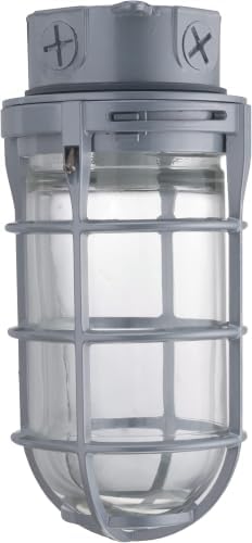 Lithonia Lighting Jelly Jar Light Fixture, Incandescent Utility Vapor Tight Ceiling Lamp, Industrial Style Wall Light for Indoor and Outdoor Use, 150W, 120V, Includes Junction Box, Grey (VC150I M12) by AcuityBrands