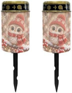 Poceacles Solar Lights Winter Holiday Decor Outdoor Solar Powered Outdoor Cemetery Stake Candle Grave Lamp Waterproof Grave Flameless Candle, Cute Owl Print, 2 Piece Set by Poceacles