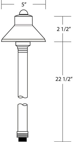VOLT Flat Hat 12V Copper Path Light (5" Shade, 25" Tall) - Image 6