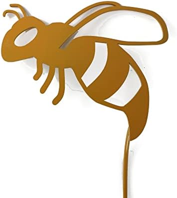 Bugs, Bees and Butterfly Garden Yard Stake Sign 20 to 33 Inches Tall (Bee Stake 22" Tall, Dark Yellow) by Handmade