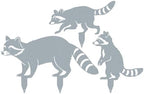 RealSteel - Garden Art Raccoon Family 3 Pack | Metal Yard Decor | Outdoor Garden Stakes | Wildlife Animal Decor | Custom Steel Art | Rust Resistant | Lawn Ornaments for Garden & Pathways (Silver) by RealSteel