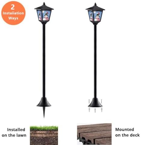 2-Pack 40-Inch Solar-Powered Mini Lamp Post Lights – Vintage Street Lights for Halloween, Thanksgiving & Christmas – Outdoor Solar Garden Lights for Lawn, Pathway, Driveway, Front/Back Door Holiday D - Image 3
