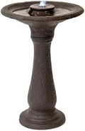XBrand 23.43" Tiered Freestanding Classic Bird Bath Outdoor Water Fountain Resin with Auto Shut-Off Pump, Garden Decor for Patio, Yard & Lawn, Dark Brown by XBrandHomeGarden