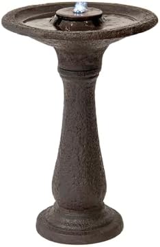 XBrand 23.43" Tiered Freestanding Classic Bird Bath Outdoor Water Fountain Resin with Auto Shut-Off Pump, Garden Decor for Patio, Yard & Lawn, Dark Brown by XBrandHomeGarden