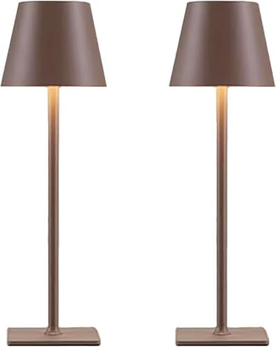 Brown Cordless Table Lamps Set of 2,Vintage Rechargeable Lamp for Restaurant Dinner Dining Kitchen Countertop Bathroom Counter Top Tabletop Lighting,Shower Lamp for Insider Shower,Lampara Recargable by Unknown