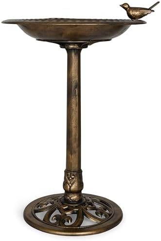 Backyard Expressions Outdoor Garden Bird Bath with Bird - Bronze - Weather Resistant Polyresin - 30 Inch by BackyardExpressions