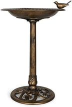Backyard Expressions Outdoor Garden Bird Bath with Bird - Bronze - Weather Resistant Polyresin - 30 Inch by BackyardExpressions