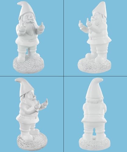 Gnometastic Gnude Gnomes - Middle Finger Unpainted Gnome, 12.5in, Paint Your Own Gnome - Funny Garden Gnomes to Paint for Adults, Polyresin Outdoor or Indoor - Image 3