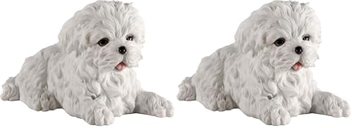 Veronese Design Maltese White Terrier Puppy Dog Animal Resin Figurine (Pack of 2) by VeroneseDesign