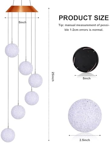 Suzile 4 Pcs Color Changing Solar Wind Chimes, Ball - Image 2