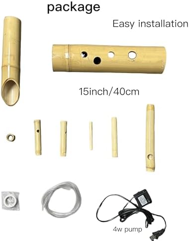 Bamboo Fountain kit with Pump, Japanese Outdoor Fountain Handmake from Real Bamboo, Zen Outdoor Water Fountains (Shishi Odoshi 15‘’) - Image 2
