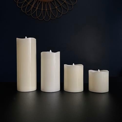Stonebriar LED Pillar Candles — Remote & Timer, Real Wax Flameless Candles for Home Décor, Weddings & Events, Pack of 6, Ivory, 3" x 8" - Image 6