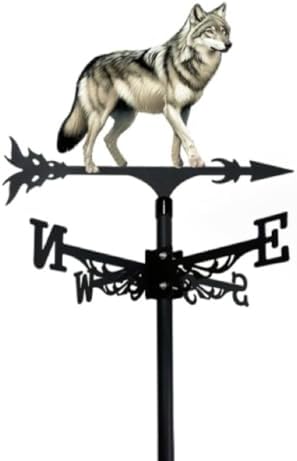 Metal Iron Art Rooster Weathervanes Rooftop Villa Wind Direction Indicator Vintage Fits Peacock Weather Vanes for Sheds Yard Pavilion (Wild Wolf B) by Unknown