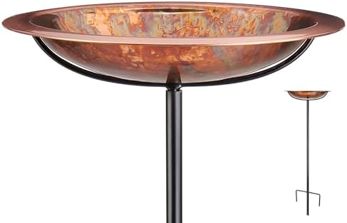 Good Directions Fired Copper Bird Bath on Garden Pole 13" by GoodDirections