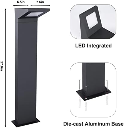 27.5" Modern LED Outdoor Path Lights - Waterproof IP54 Bollard Lighting for Garden, Driveway & Courtyard Decor, 3000K Warm White, Landscape Lighting Solutions - Image 3