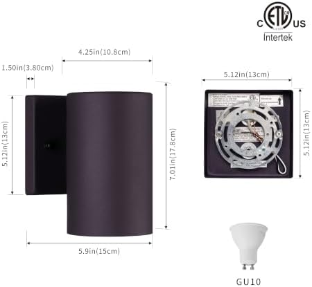 mirrea 7" Modern Outdoor Porch Wall Light, Oil Rubbed Bronze, Pack of 2 - Image 2