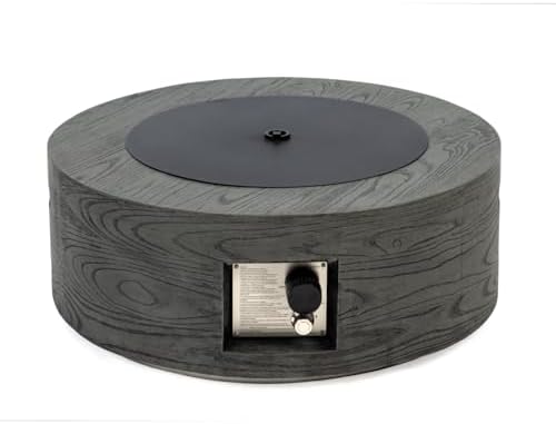 Lume Vale 28" Round Propane Fire Pit Table – 40,000 BTU Outdoor Fire Pit with Lid & Stone Finish, 2-in-1 Patio Heater & Dining Table, CSA Certified (Gray Wood Grain, Fire Pit) - Image 5