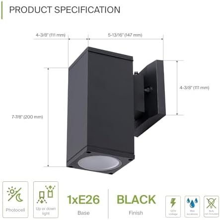 ASD 1 Light Dusk to Dawn Cylinder Outdoor Sconce Lights, E26 Base 6 Pack - Image 2