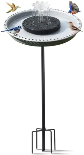 Solar Powered Bird Bath with Fountains for Hummingbirds,Stable Stylish Design with 5-Prong Base Metal Stake Plastic Bird Baths for Outside Lawn Patio Yard Garden by Unknown