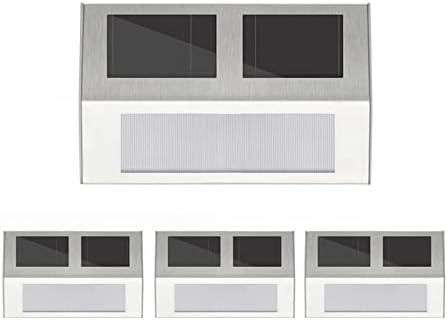 Solar Deck Lights Outdoor, 2 LED Solar Step Lights Outdoor Waterproof Warm White, Solar Powered Stair Lights Lighting for Fence Yard Patio Garden Pathway Walkway, 4 Pack by LxcomLighting
