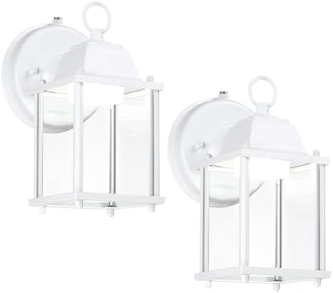 LIT-PaTH Outdoor Wall Light Dusk to Dawn, Aluminum, LED 5000K, White 2 Pack by LIT-PaTH