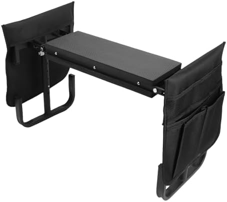 Aramox Wide Garden Kneeler Seat with 2 Tool Pouches Foldable Gardening Stool Adjustable Height for Kneeling Sitting (Black) - Image 5
