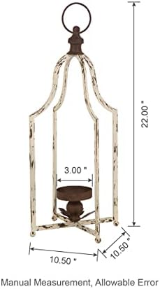Glitzhome 22" Lanterns Decorative Indoor Outdoor, Farmhouse Metal Lanterns, Hanging Candle Holder for Porch Mantle Fireplace Patio Garden Home Decor,White - Image 5