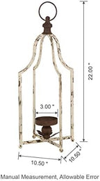 Glitzhome 22" Lanterns Decorative Indoor Outdoor, Farmhouse Metal Lanterns, Hanging Candle Holder for Porch Mantle Fireplace Patio Garden Home Decor,White - Image 5