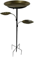 Metal Bird Bath Bow with 2 Set Bird Feeder for Outdoors, Freestanding Stake Design, Iron Craft, Landscape Decor for Backyard(Antique Bronze) by Unknown