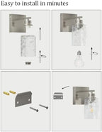 Hammered Glass Wireless Battery Operated Wall Sconces Set of Two Nickel - Image 6
