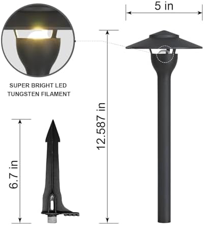 Low Voltage Pathway Lights LED Landscape Lights, 4.5W 12V AC/DC, 3000K Warm White, Cast-Aluminum, IP65 Waterproof, ETL Listed, for Yard, Walkway, Garden, 6 Pack - Image 5