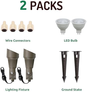 Lumina Lighting® 4W Landscape lighting 12V Landscape Lights Low Voltage Landscape Spotlights Warm White Waterproof Outdoor Replaceable LED Bulb for Garden, Lawn, Porch, Patio and Yard (Bronze, 2-Pack) - Image 3