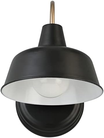 Design House Mason Farmhouse Gooseneck Barn Light, Outdoor Exterior Porch or Patio Wall Light Fixture, Black and Gold, 8 Inch Diameter, 1-Pack, 588285 - Image 2