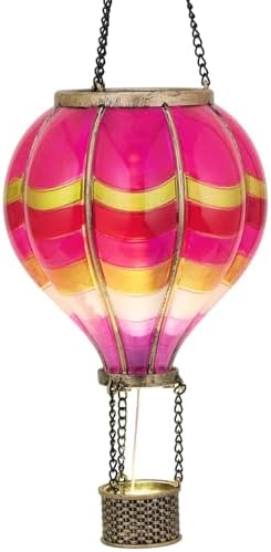 TERESA'S COLLECTIONS Hot Air Balloon Solar Lantern for Valentines Day Garden Decor,Hanging Flickering Flame Outdoor Lights for Trees, Pink Decorations for Party Gift for Mom by TERESASCOLLECTIONS