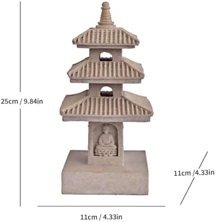 Solar Pagoda Garden Statue with LED Solar Light, 10 Inch Zen Garden Lantern - Image 2